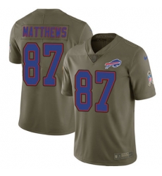 Youth Nike Bills #87 Jordan Matthews Olive Stitched NFL Limited 2017 Salute to Service Jersey