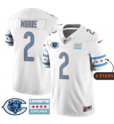Men Chicago Bears 2 D J Moore White City Edition F U S E With Chicago Flag Vapor Untouchable Limited Stitched Football Jersey Men Chicago Bears 2 D J Moore White City Edition F U S E With Chicago Flag Vapor Untouchable Limited Stitched Football Jersey