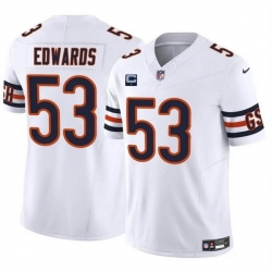 Men Chicago Bears 53 T J  Edwards White 2024 F U S E  With 1 Star C Patch Vapor Untouchable Limited Stitched Football Jersey