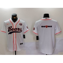 Men Chicago Bears White Team Big Logo With Patch Cool Base Stitched Baseball Jersey