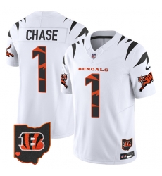 Men Cincinnati Bengals 1 Ja Marr Chase White Limited F U S E  Special Vapor Untouchable Limited Stitched Football Jersey