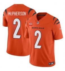 Men Cincinnati Bengals 2 Evan McPherson Orange 2024 F U S E With 1 Star C Patch Vapor Untouchable Limited Stitched Jersey