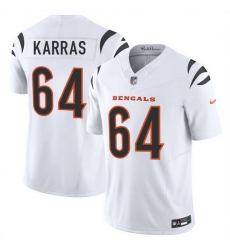 Men Cincinnati Bengals 64 Ted Karras White 2025 F U S E  Vapor Untouchable Limited Stitched Football Jersey