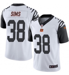 Nike Bengals 38 LeShaun Sims White Men Stitched NFL Limited Rush Jersey