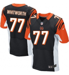 Nike Bengals #77 Andrew Whitworth Black Team Color Mens Stitched NFL Elite Jersey