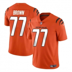 Youth Cincinnati Bengals 77 Trent Brown Orange Vapor Untouchable Limited Stitched Jersey