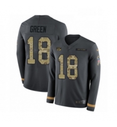 Youth Nike Cincinnati Bengals 18 AJ Green Limited Black Salute to Service Therma Long Sleeve NFL Jersey