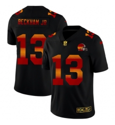 Cleveland Browns 13 Odell Beckham Jr  Men Black Nike Red Orange Stripe Vapor Limited NFL Jersey