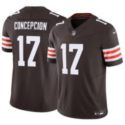 Men Cleveland Browns  17 KC Concepcion Brown 2026 Draft F U S E  Vapor Limited Stitched Football Jersey