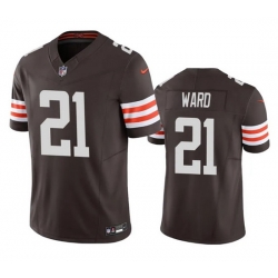 Men Cleveland Browns 21 Denzel Ward Brown 2023 F U S E  Vapor Untouchable Limited Stitched Jersey