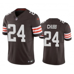 Men Cleveland Browns 24 Nick Chubb Brown 2023 F U S E  Vapor Untouchable Limited Stitched Jersey