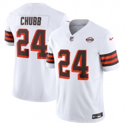 Men Cleveland Browns 24 Nick Chubb White 2023 F U S E  1946 Collection Vapor Untouchable Limited Stitched Jersey