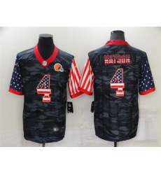 Men Cleveland Browns 4 Deshaun Watson Camo USA Flag Limited Stitched Jersey