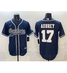 Men Dallas Cowboys 17 Brandon Aubrey Navy Cool Base Stitched Baseball Jersey Men Dallas Cowboys 17 Brandon Aubrey Navy Cool Base Stitched Baseball Jersey