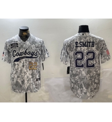 Men Dallas Cowboys 22 Emmitt Smith 2024 Arctic Camo Salute To Service Stitched Baseball Jersey 2