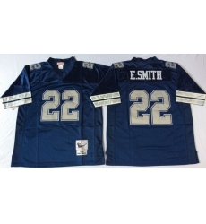 Men Dallas Cowboys 22 Emmitt Smith Navy M&N Throwback Jersey