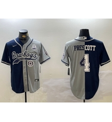 Men Dallas Cowboys 4 grey Team With Patch Cool Base Stitched Baseball Jersey