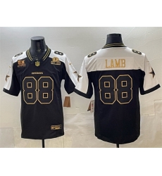 Men Dallas Cowboys 88 CeeDee Lamb Black Gold F U S E  With 5x Super Bowl Champions  26 Established In 1960 Patch Vapor Limited Stitched Football Jersey
