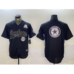 Men Dallas Cowboys Team Big Logo Black With Patch Cool Base Stitched Baseball Jersey 5