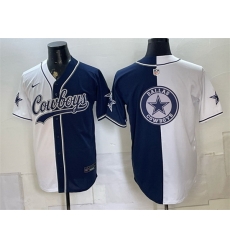 Men Dallas Cowboys Team Big Logo White Navy Split Stitched Jersey 001 Men Dallas Cowboys Team Big Logo White Navy Split Stitched Jersey 001