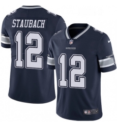 Mens Nike Dallas Cowboys 12 Roger Staubach Navy Blue Team Color Vapor Untouchable Limited Player NFL Jersey