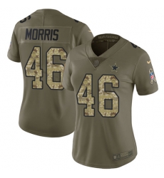 Nike Cowboys #46 Alfred Morris Olive Camo Womens Stitched NFL Limited 2017 Salute to Service Jersey