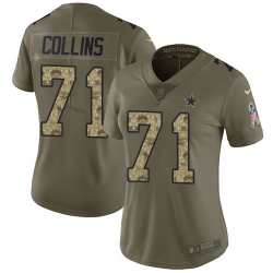 Nike Cowboys #71 La el Collins Olive Camo Womens Stitched NFL Limited 2017 Salute to Service Jersey