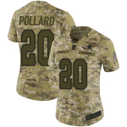 Women Cowboys 20 Tony Pollard Camo Stitched Football Limited 2018 Salute to Service Jersey