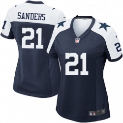 Womens Nike Dallas Cowboys 21 Deion Sanders Game Navy Blue Throwback Alternate NFL Jersey