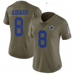 Womens Nike Dallas Cowboys 8 Troy Aikman Limited Olive 2017 Salute to Service NFL Jersey