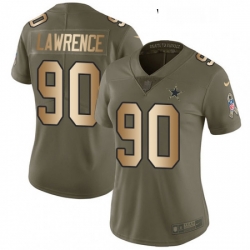 Womens Nike Dallas Cowboys 90 Demarcus Lawrence Limited OliveGold 2017 Salute to Service NFL Jersey