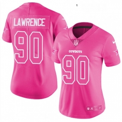 Womens Nike Dallas Cowboys 90 Demarcus Lawrence Limited Pink Rush Fashion NFL Jersey