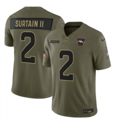 Men Denver Broncos 2 Pat Surtain II Olive 2025 F U S E  Salute to Service Limited Stitched Football Jersey
