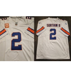 Men Denver Broncos 2 Pat Surtain II White With 1 star C Patch Stitched Football Jersey Men Denver Broncos 2 Pat Surtain II White With 1 star C Patch Stitched Football Jersey