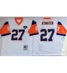 Men Denver Broncos 27 Steve Atwater White M&N Throwback Jersey