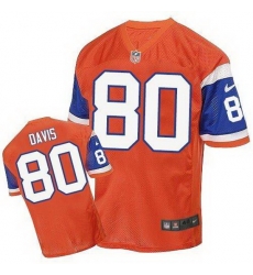 Nike Broncos #80 Vernon Davis Orange Throwback Mens Stitched NFL Elite Jersey