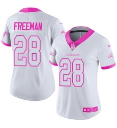 Nike Broncos #28 Royce Freeman White Pink Womens Stitched NFL Limited Rush Fashion Jersey