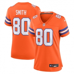 Women Denver Broncos 80 Rod Smith Orange Mile High Collection 1977 Throwback Stitched Jersey