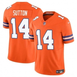 Youth Denver Broncos 14 Courtland Sutton Orange F U S E  Mile High Collection 1977 Throwback Vapor Limited Stitched Football Jersey