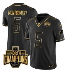 Men Detroit Lions 5 David Montgomery Black Gold F U S E 2023 NFC North Division Champions Patch Vapor Limited Stitched Football Jersey Men Detroit Lions 5 David Montgomery Black Gold F U S E 2023 NFC North Division Champions Patch Vapor Limited Stitched Football Jersey