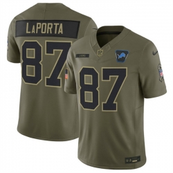 Men Detroit Lions 87 Sam LaPorta Olive 2025 F U S E  Salute to Service Limited Stitched Football Jersey
