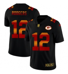 Green Bay Green Bay Green Bay Green Bay Packers 12 Aaron Rodgers Men Black Nike Red Orange Stripe Vapor Limited NFL Jersey