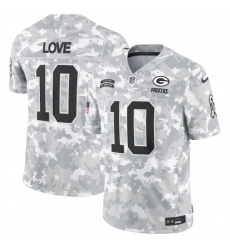 Men Green Bay Packers 10 Jordan Love 2024 Arctic Camo Salute To Service Limited Stitched Football Jersey