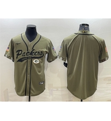 Men Green Bay Packers Blank Olive Salute To Service Cool Base Stitched Baseball Jersey