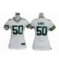 Women Nike Green Bay Packers 50 A.J.Hawk White Nike NFL Jerseys