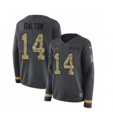 Womens Nike Cincinnati Bengals 14 Andy Dalton Limited Black Salute to Service Therma Long Sleeve NFL Jersey