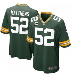 Youth Nike Green Bay Packers 52 Clay Matthews Elite Green Team Color C Patch NFL Jersey