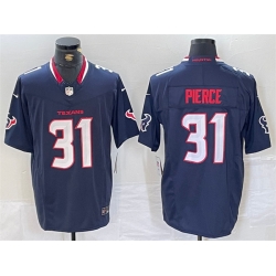 Men Houston Texans 31 Dameon Pierce Navy F U S E  Vapor Limited Stitched Football Jersey