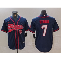 Men Houston Texans 7 C J  Stroud Navy With Patch Cool Base Stitched Baseball Jersey 1