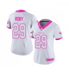 Womens Houston Texans 29 Bradley Roby Limited White Pink Rush Fashion Football Jersey